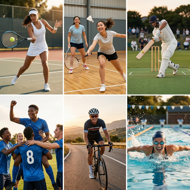 Collage of various sports like tennis, basketball, and cricket supported by Deuce